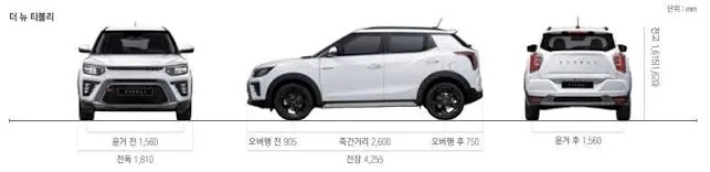 KGM 티볼리 외관 제원도