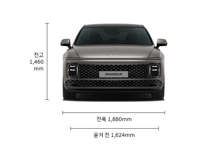 K8 그랜저 크기 비교, 그랜저 전폭 전고
